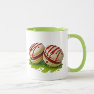 Raspberry gourmet macaroons mug