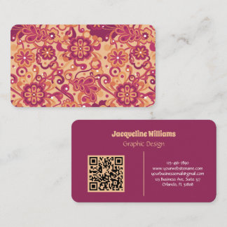Raspberry Groovy Psychedelic 60s 70s Floral  Business Card