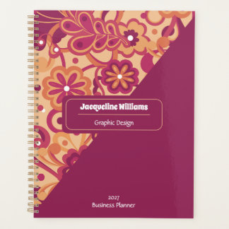 Raspberry Groovy Psychedelic 60s 70s Floral  Planner