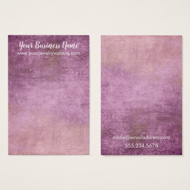 Raspberry Grunge Earring Holder Display Cards (Front & Back)