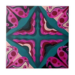 raspberry harmonious floral pattern tiles