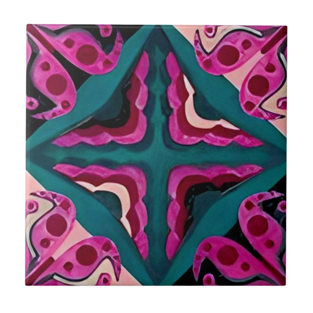 raspberry harmonious floral pattern tiles (Front)