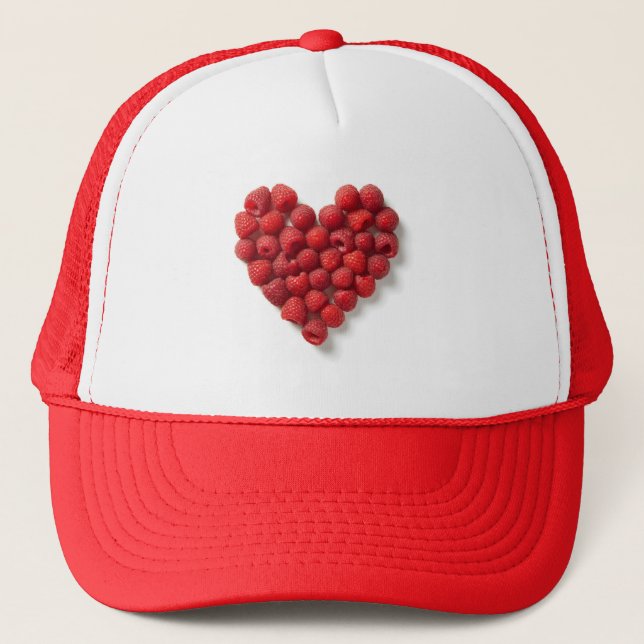 Raspberry Heart Trucker Hat (Front)