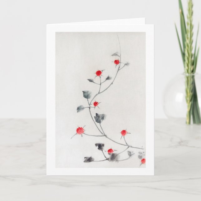 Raspberry, Hokusai, Ukiyo-e Card (Front)