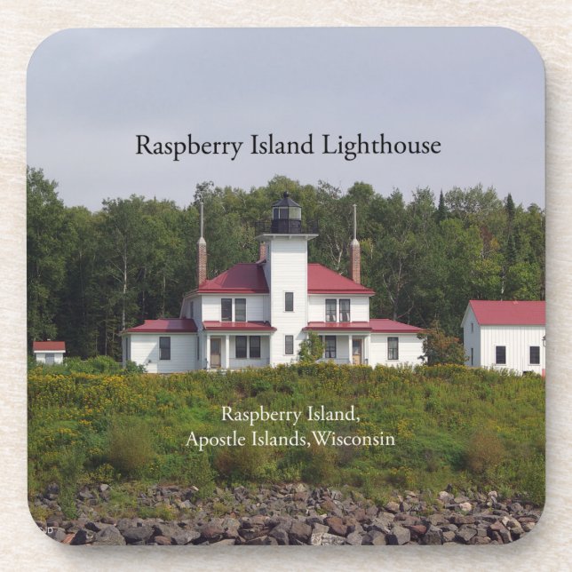 Raspberry Island Lighthouse 6 plastic coasters (Front)