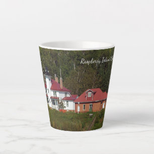 Raspberry Island Lighthouse latte mug