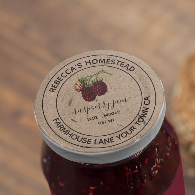 Raspberry Jam Kraft Paper Canning Jar Labels (Creator Uploaded)