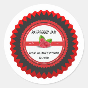 Raspberry jam made with love Modern Red Round Stic Classic Round Sticker