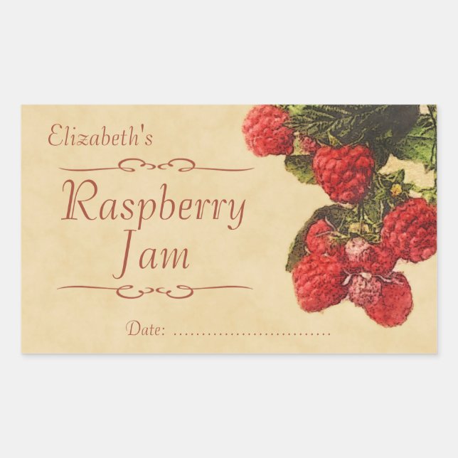 Raspberry jam or canning sticker (Front)