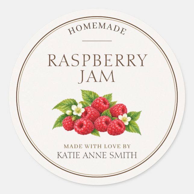 Raspberry Jam Personalized Jar Labels (Front)