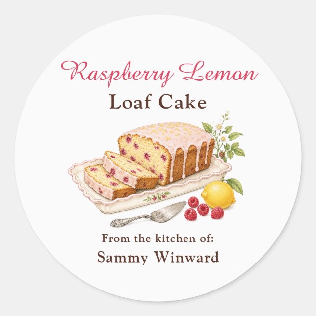 Raspberry Lemon Loaf Cake Gift Label (Front)