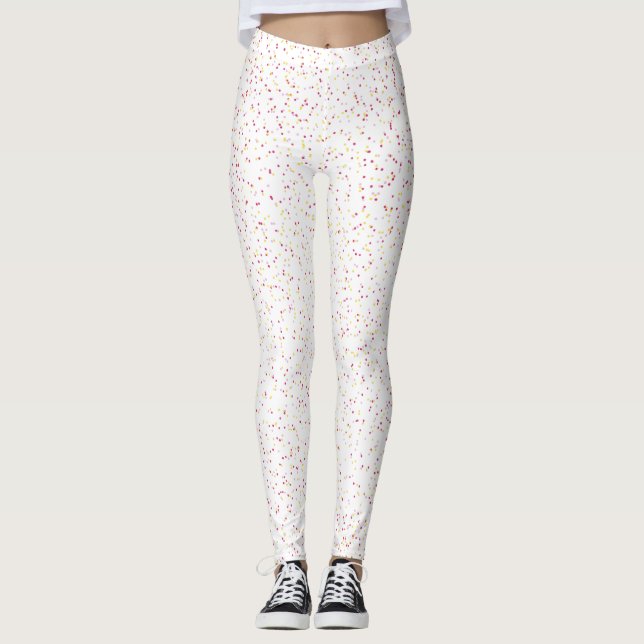 Raspberry Lemonade Speckled, Pink & Yellow Dots Leggings (Front)