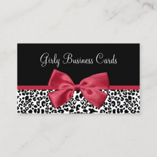 Raspberry Leopard Bow Boutique Business Card