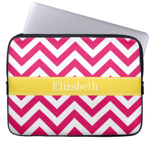 Raspberry Lg Chevron Pineapple Name Monogram Laptop Sleeve