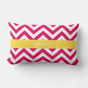 Raspberry Lg Chevron Pineapple Name Monogram Lumbar Pillow