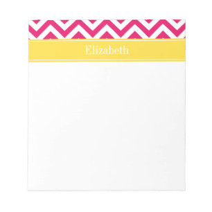Raspberry Lg Chevron Pineapple Name Monogram Notepad
