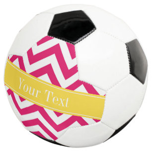 Raspberry Lg Chevron Pineapple Name Monogram Soccer Ball