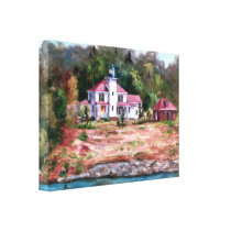 Raspberry Lighthouse Wrapped Canvas Print