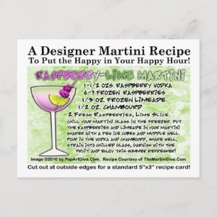 Raspberry Lime Martini Recipe Postcard