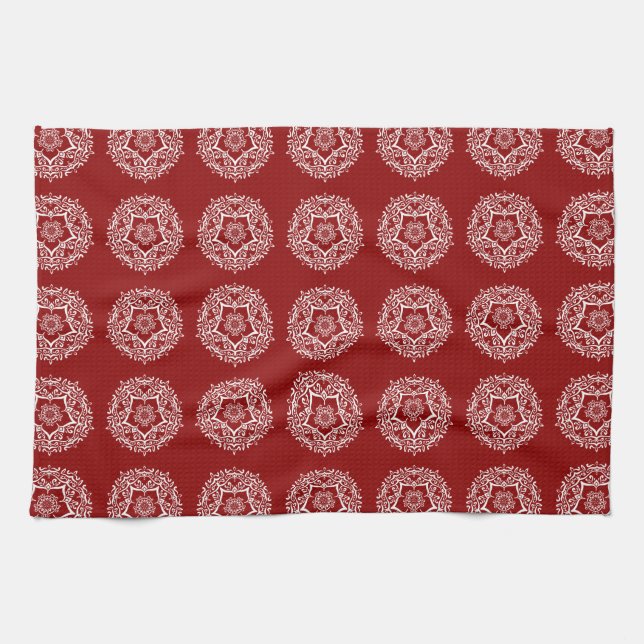 Raspberry Mandala Kitchen Towel (Horizontal)