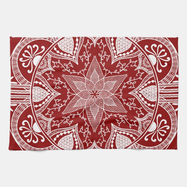 Raspberry Mandala Kitchen Towel (Horizontal)