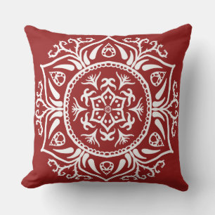 Raspberry Mandala Outdoor Pillow