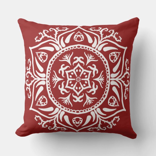 Raspberry Mandala Outdoor Pillow (Front)