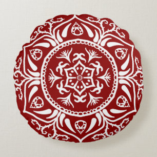 Raspberry Mandala Round Pillow