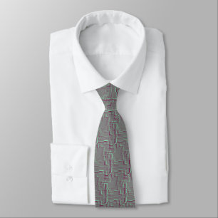 "Raspberry Mint" Geometric Art Tie