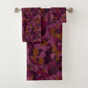 Raspberry, Mulberry, marron and nutmeg camo Bath Towel Set