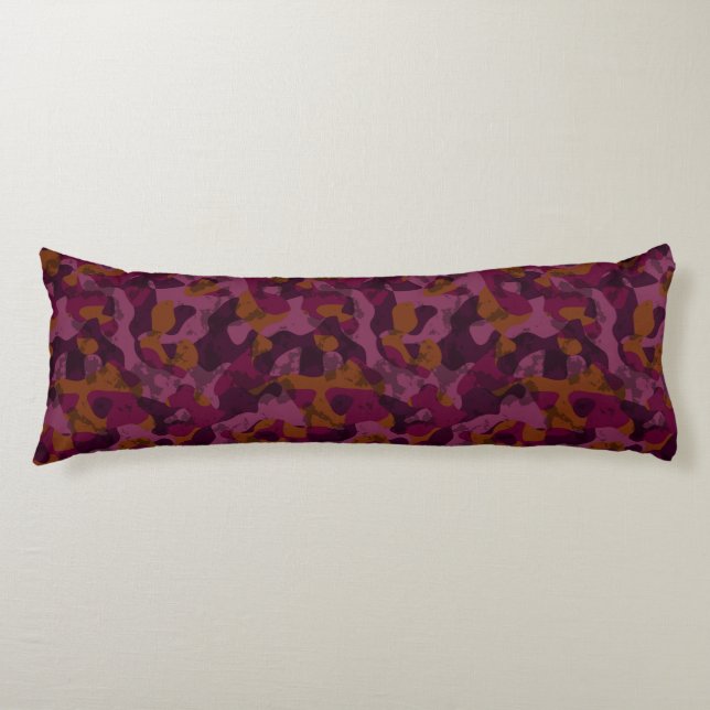 Raspberry, Mulberry, marron and nutmeg camo  Body Pillow (Front)