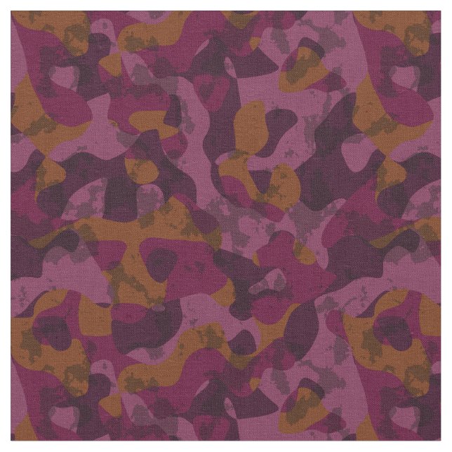 Raspberry, Mulberry, marron and nutmeg camo  Fabric (Close Up)
