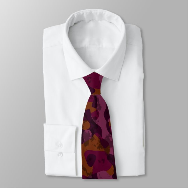 Raspberry, Mulberry, marron and nutmeg camo  Tie (Tied)