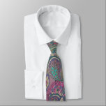 Raspberry Paisley Tie<br><div class="desc">Mehndi Indian Paisley Blue Green Pink Raspberry and Gold Wedding Tie</div>