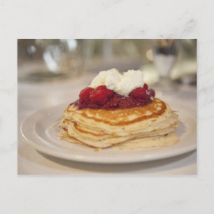 Raspberry pancakes postcard