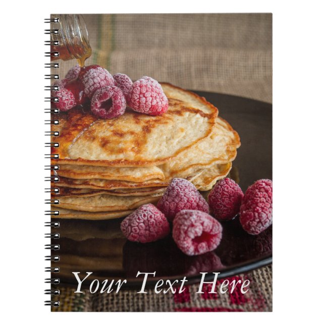 Raspberry Pancakes with Maple Syrup Notebook (Front)