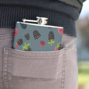 Raspberry Pattern 2 Hip Flask