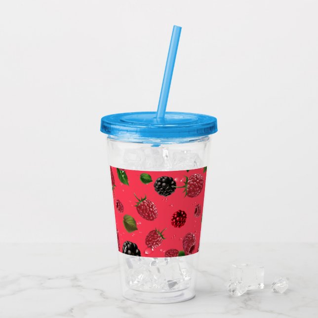 Raspberry Pattern Acrylic Tumbler (Back Ice)