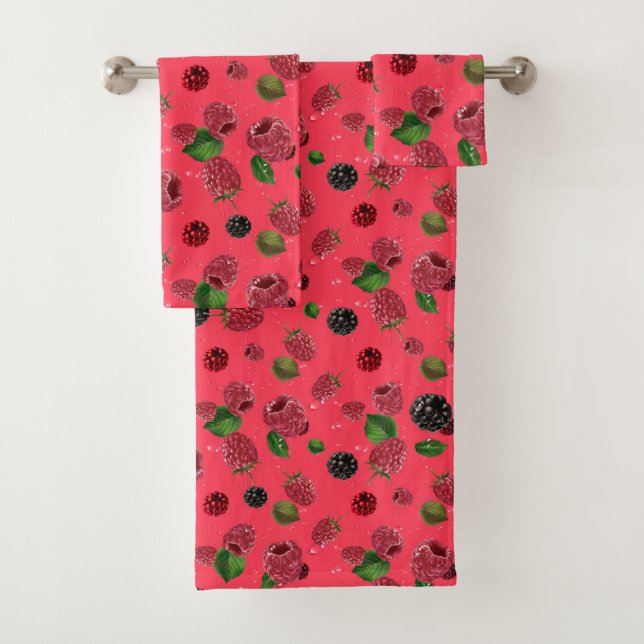 Raspberry Pattern Bath Towel Set (Insitu)