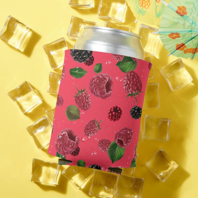 Raspberry Pattern Can Cooler (In Situ Summer)