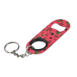 Raspberry Pattern Keychain Bottle Opener