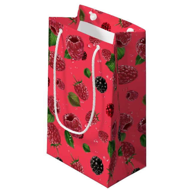 Raspberry Pattern Small Gift Bag (Front Angled)