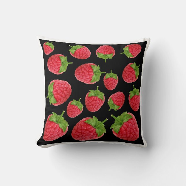 Raspberry pattern throw pillow (Front)