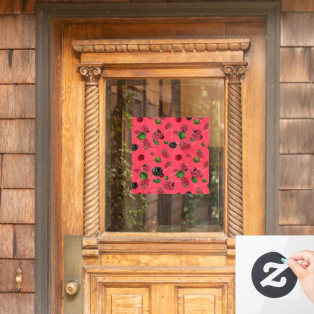 Raspberry Pattern Window Cling (Home Door)