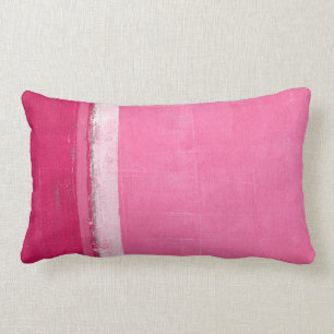 'Raspberry' Pink Abstract Art Lumbar Pillow