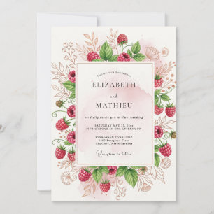 Raspberry Pink Abundant Orchard Wedding Invitation
