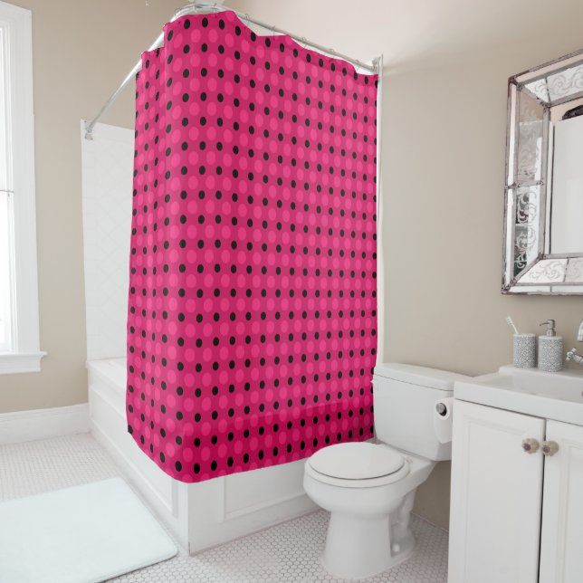 Raspberry, pink and black polka dots (In Situ)