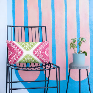 Raspberry Pink and Green Geometric Pillowcase