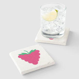 Raspberry Pink Berry Fruit Stone Coaster