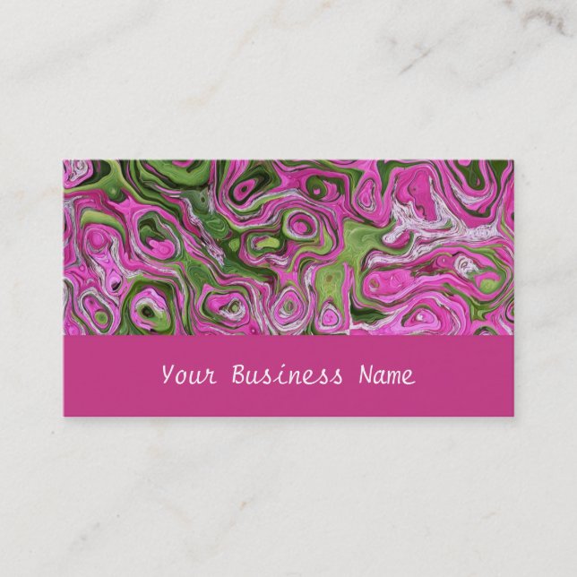 Raspberry Pink, Green, Black Business Card (Front)